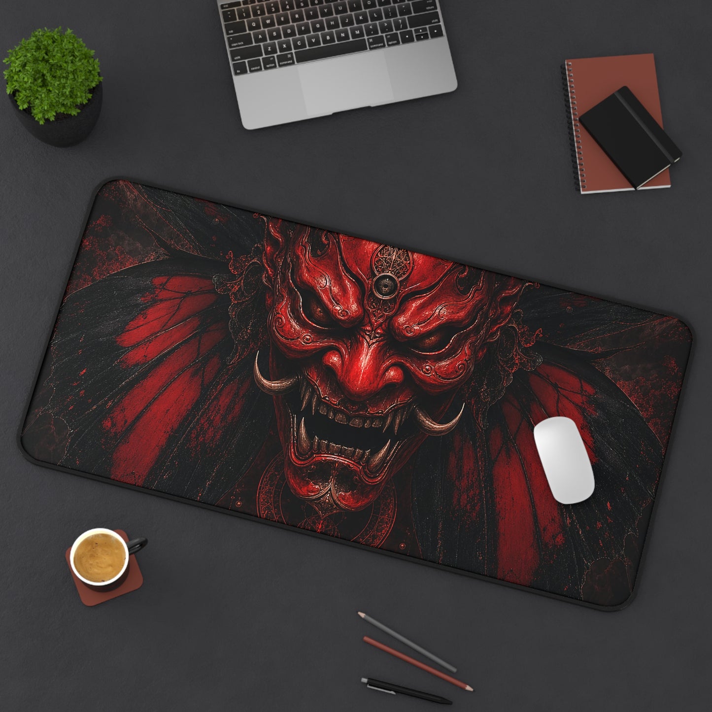Oni Mask With Butterfly Wings - Sudoni Brand Gaming Desk Mat