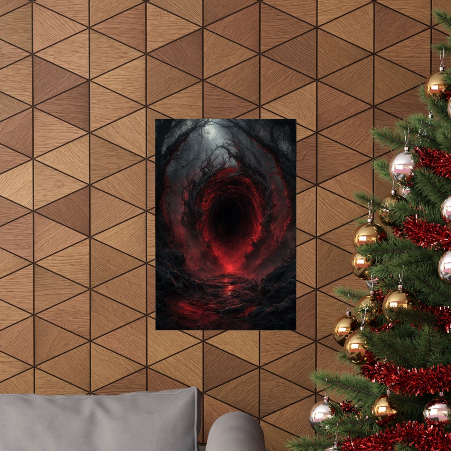 Dark Portal Opening In Forest - Dark Fantasy Art Print (Matte Poster)
