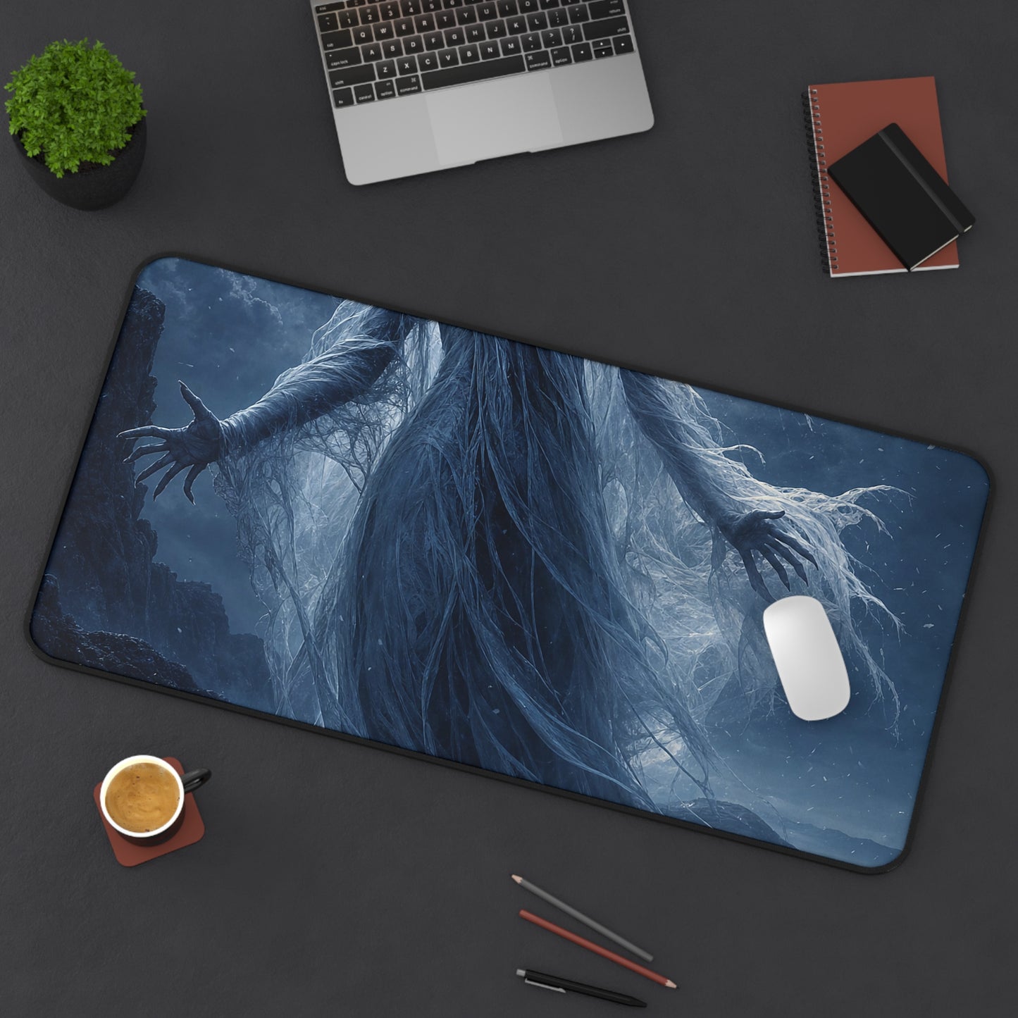 Banshee Wailing Over Moor - Dark Fantasy Gaming Desk Mat