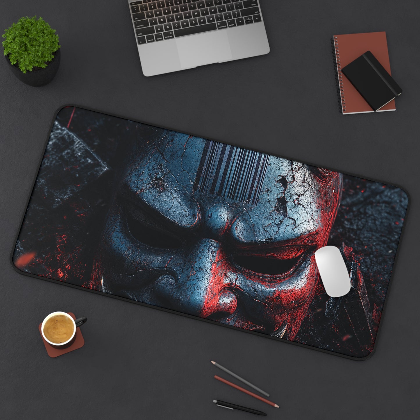Oni Mask With Barcode - Sudoni Brand Gaming Desk Mat