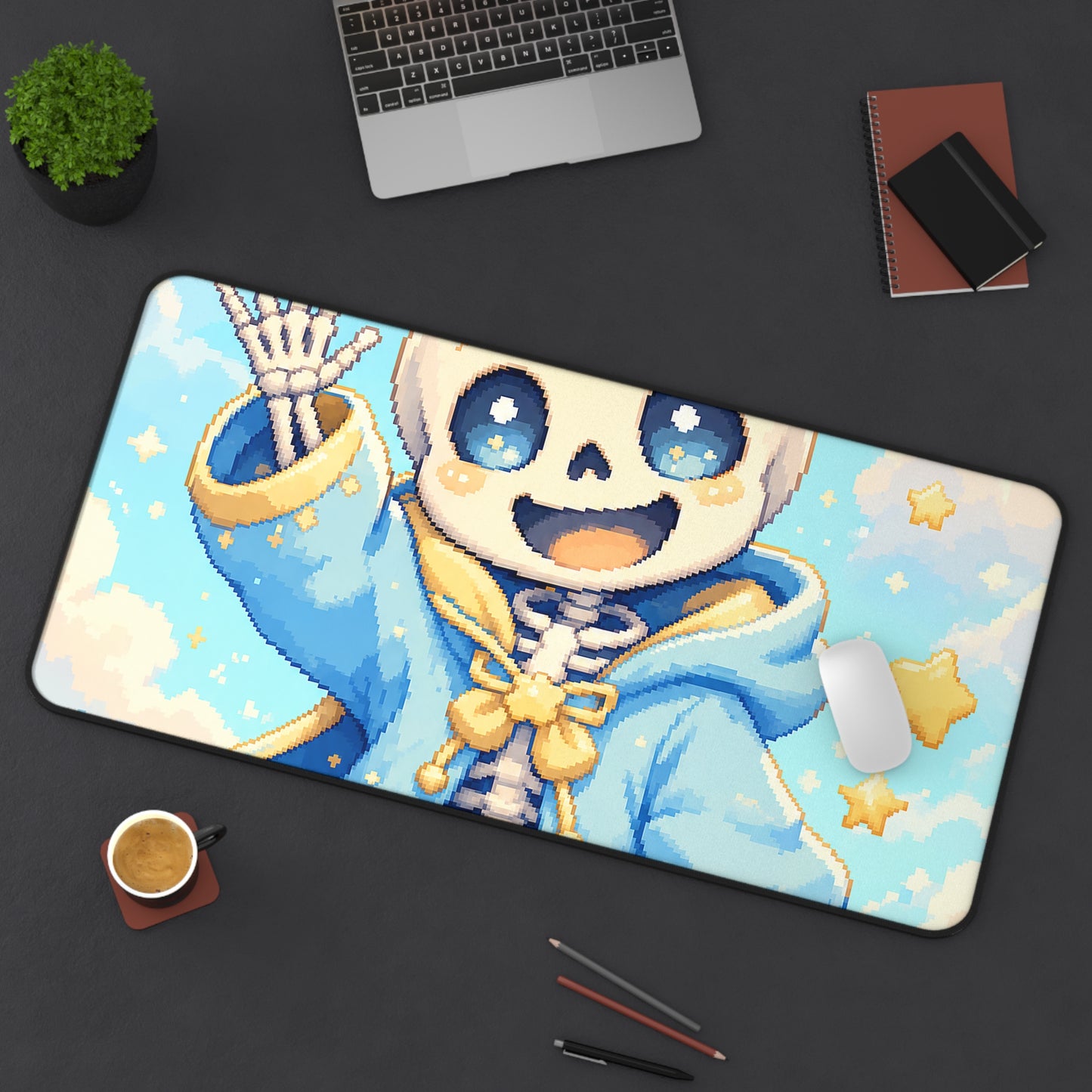 Chibi Skeleton Waving - Kawaii Gaming Gaming Desk Mat