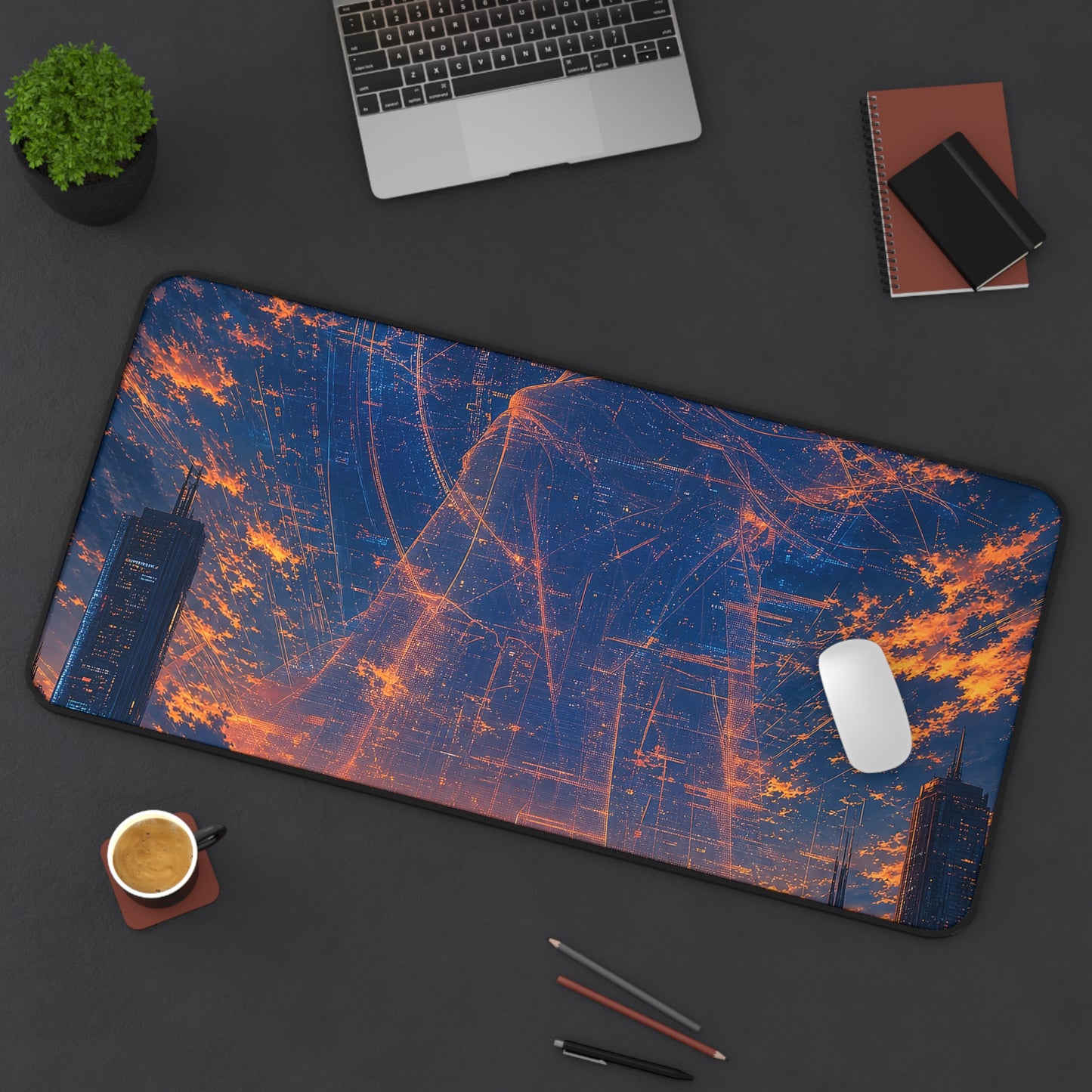 City Under Massive Hologram - Anime Manga Gaming Desk Mat