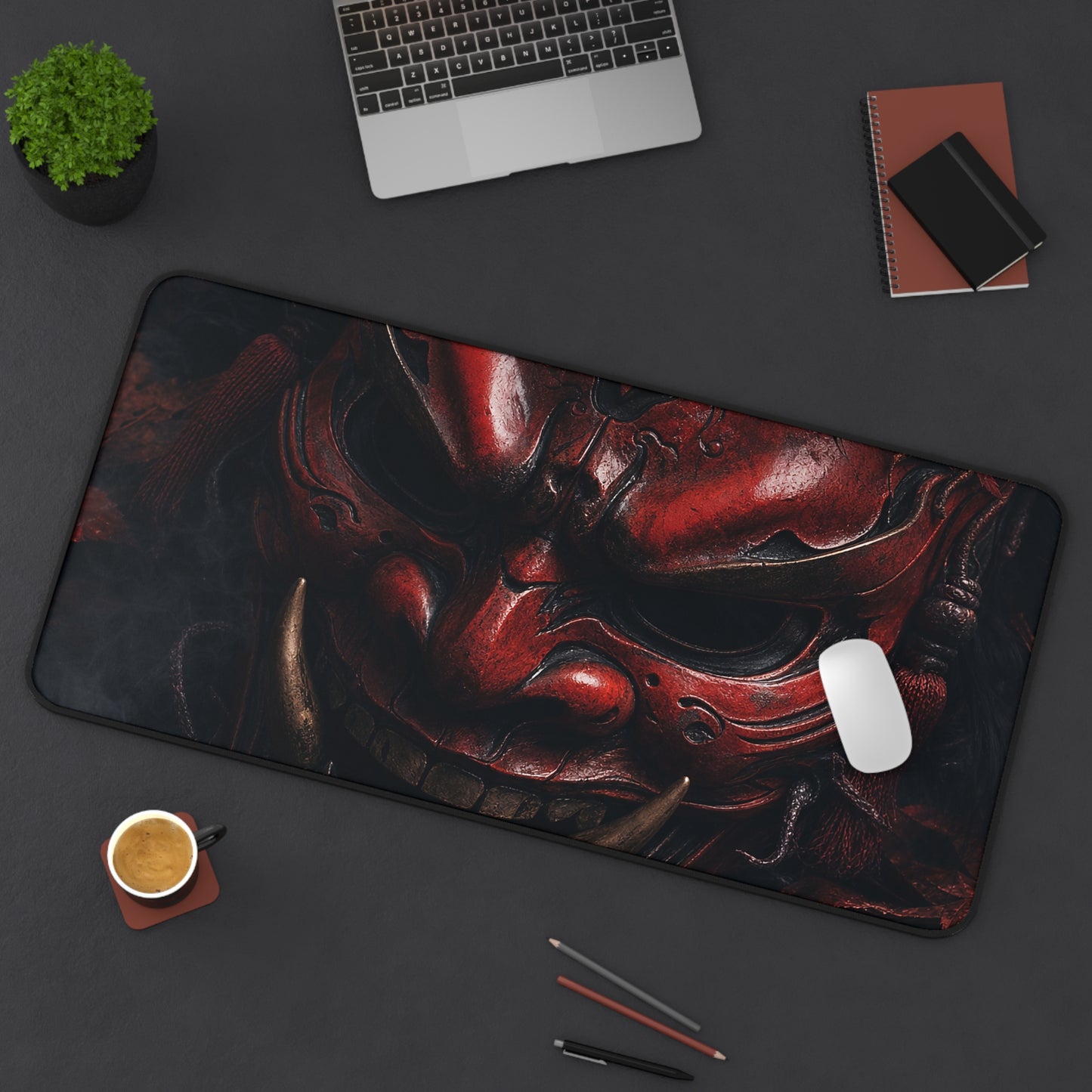 Oni Mask With Autumn Leaves - Sudoni Brand Gaming Desk Mat