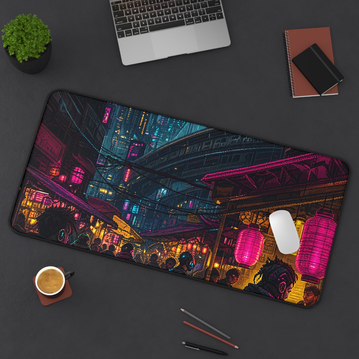 Cyberpunk Street Market - Gaming Culture Gaming Desk Mat