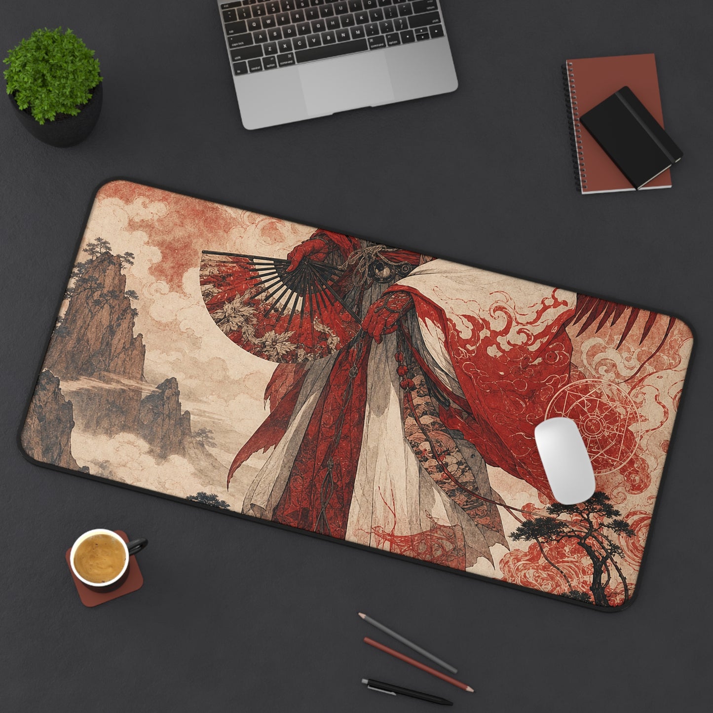 Tengu With Fon Mountain - Japanese Mythology Gaming Desk Mat