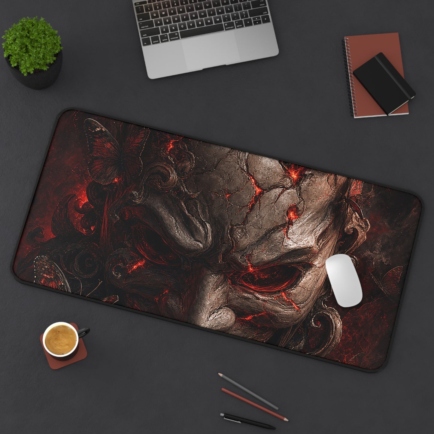 Oni Mask With Butterflies - Sudoni Brand Gaming Desk Mat