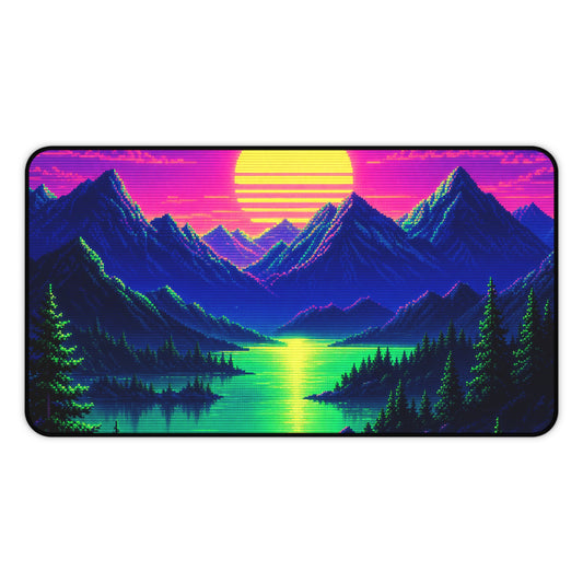 Synthwave Sunset With Mountains - Gaming Culture Gaming Desk Mat
