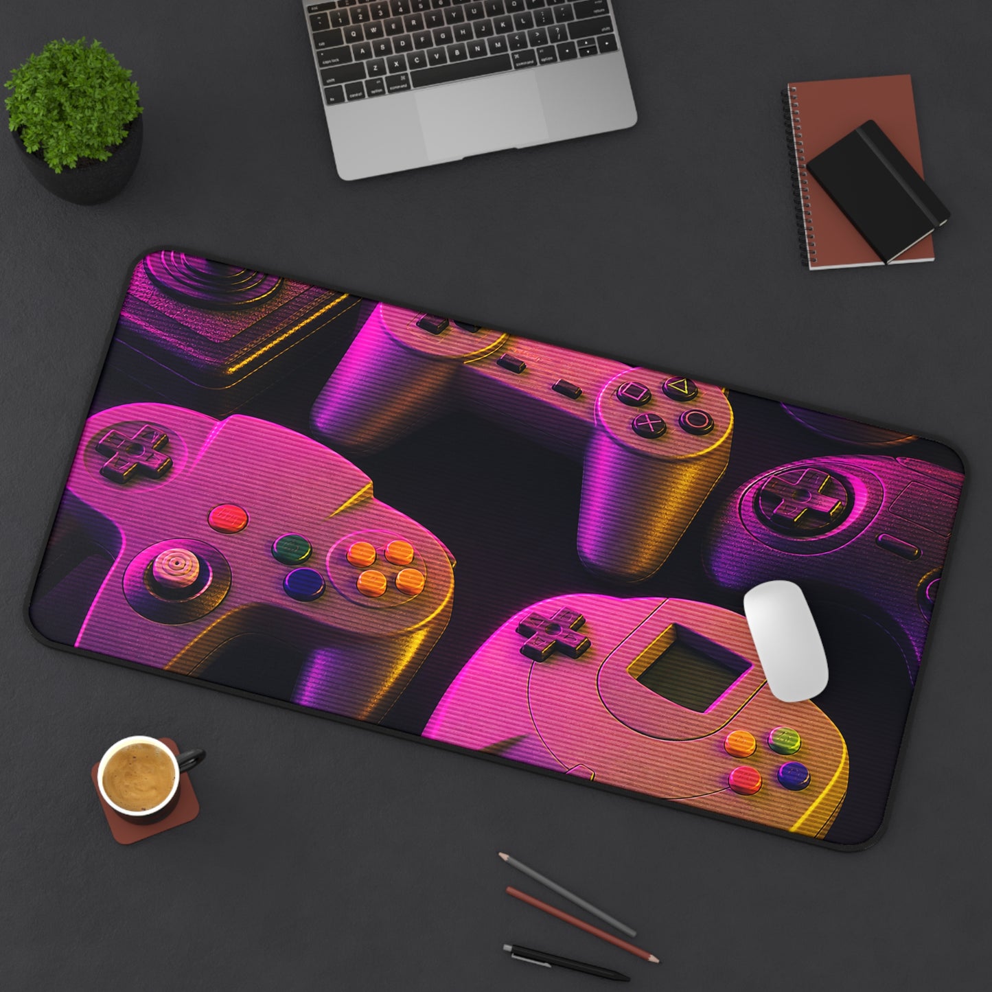 Collection Of Retro Controllers - Gaming Culture Gaming Desk Mat