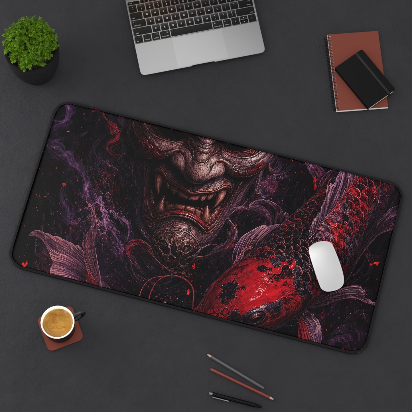 Oni Mask With Koi Fish - Sudoni Brand Gaming Desk Mat