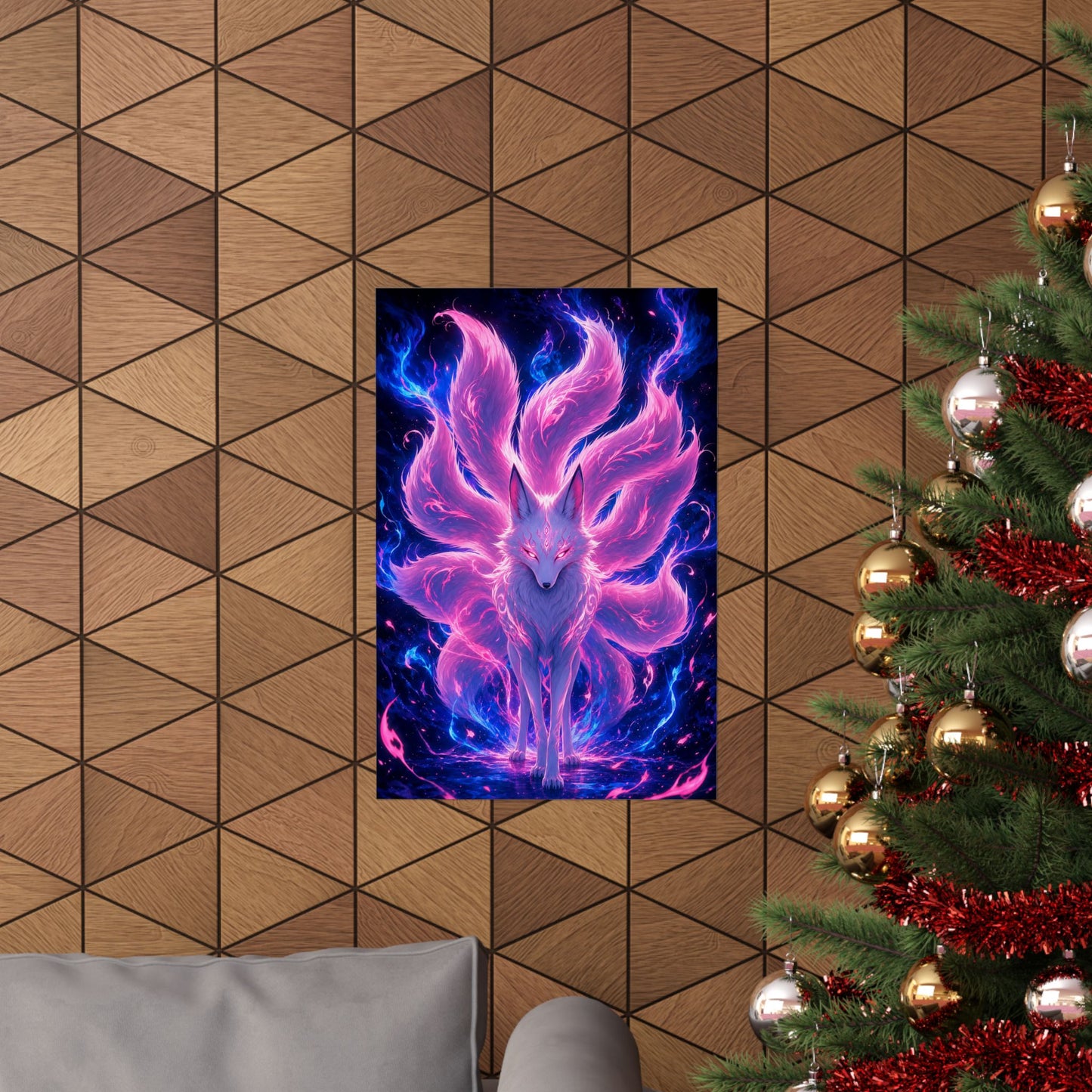 Spirit Fox With Nine Tails - Anime Manga Art Print (Matte Poster)