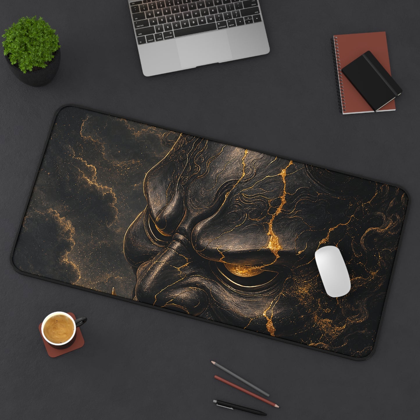 Oni Mask With Full Moon - Sudoni Brand Gaming Desk Mat