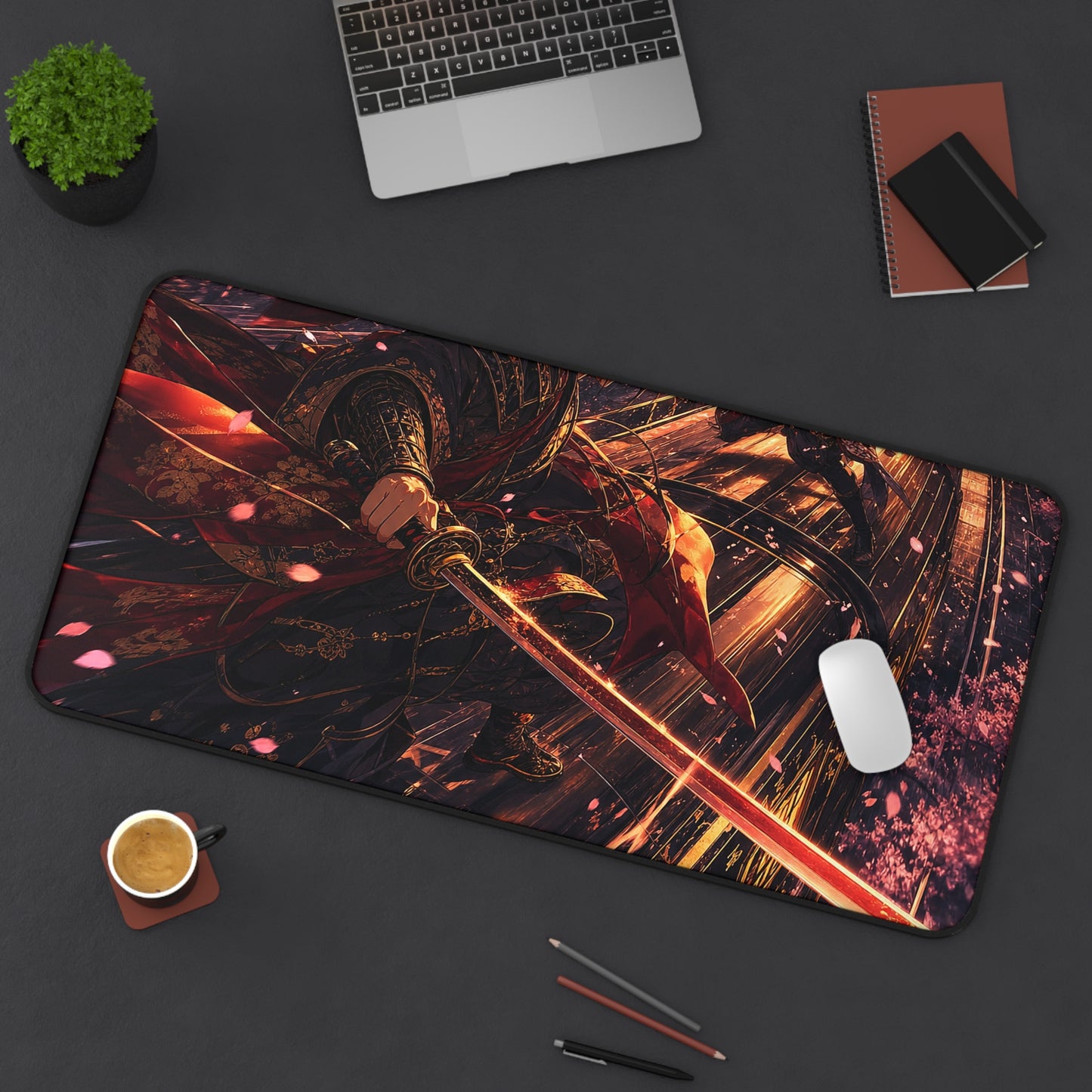 Battle On Train At Sunset - Anime Manga Gaming Desk Mat