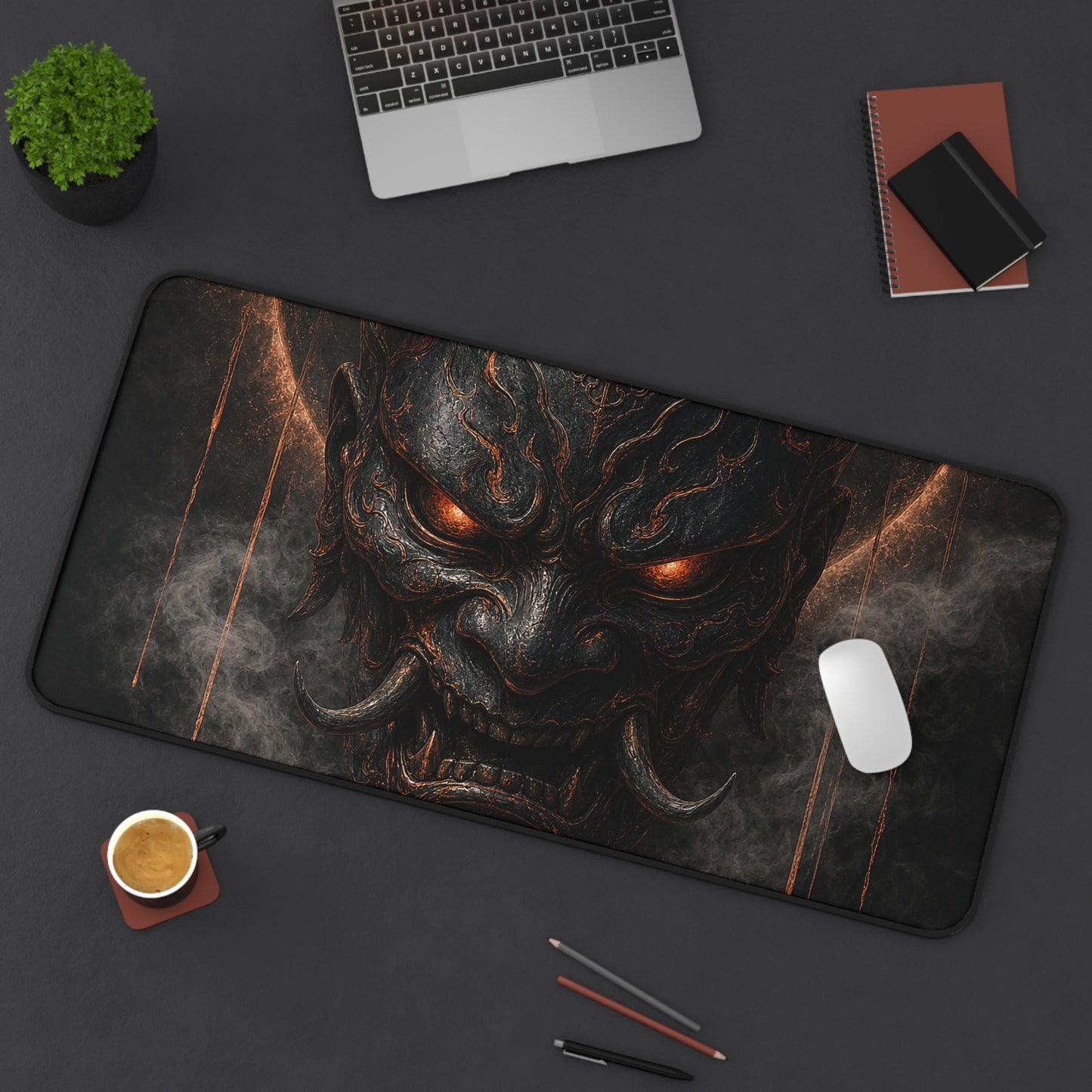 Oni Mask With Dark Halo - Sudoni Brand Gaming Desk Mat