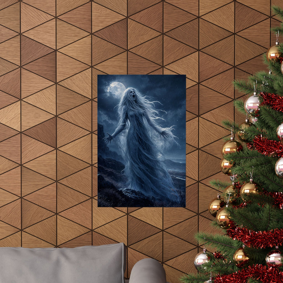 Banshee Wailing Over Moor - Dark Fantasy Art Print (Matte Poster) - Moikas