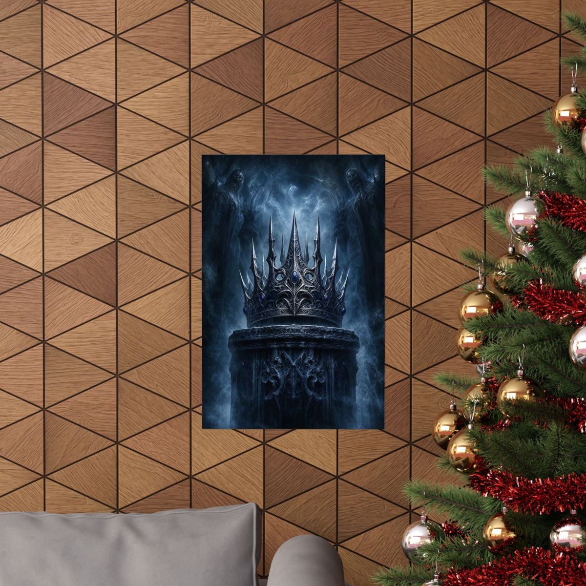 Cursed Crown On Pedestal - Dark Fantasy Art Print (Matte Poster) - Moikas