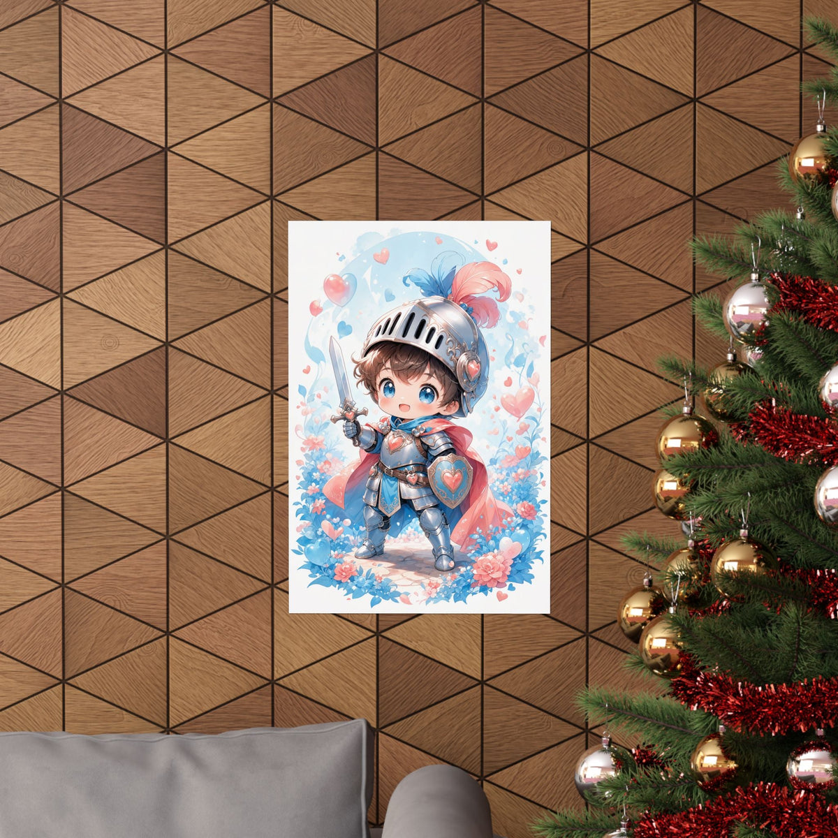Cute Chibi Knight With Tiny Sword - Kawaii Gaming Art Print (Matte Poster) - Moikas