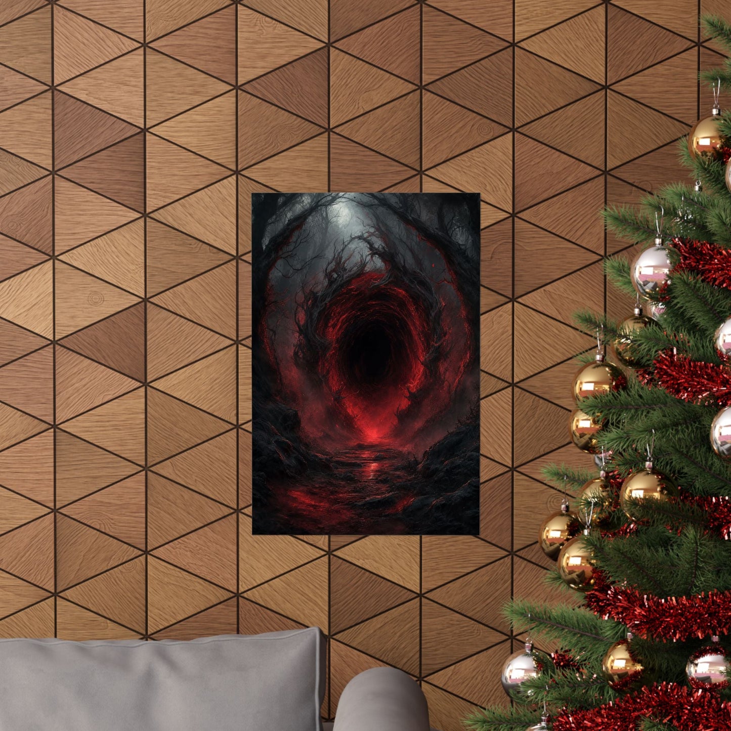 Dark Portal Opening In Forest - Dark Fantasy Art Print (Matte Poster) - Moikas