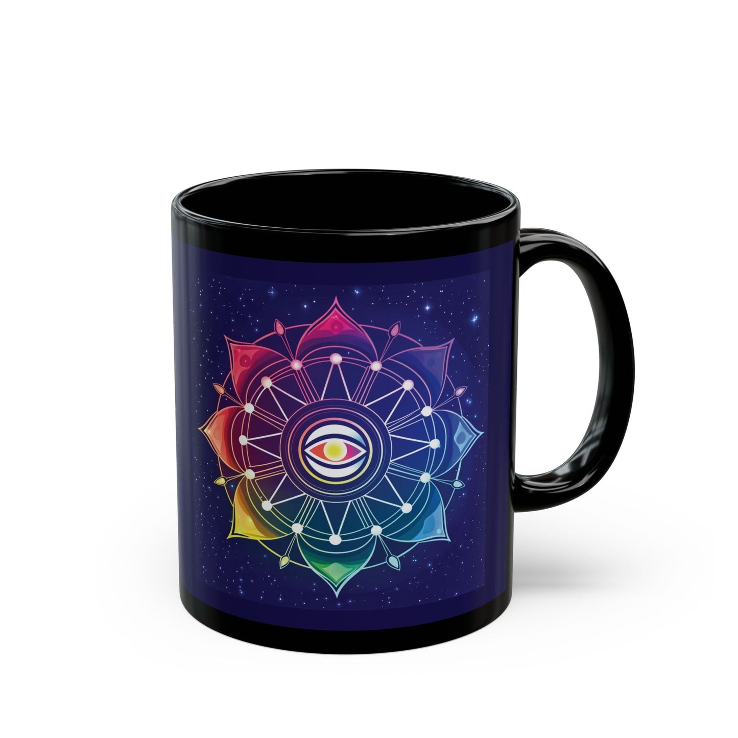 Mug - Rainbow Mandala Black Mug - Perfect for Meditation & Mindfulness - Moikas