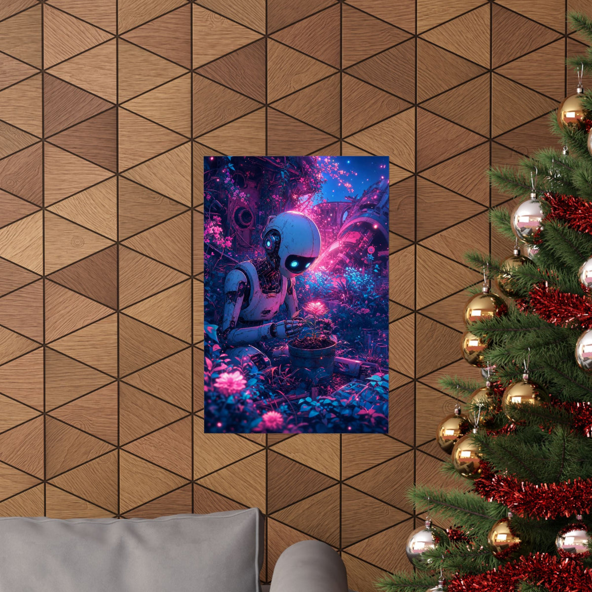 Robot In Junkyard Garden - Anime Manga Art Print (Matte Poster) - Moikas