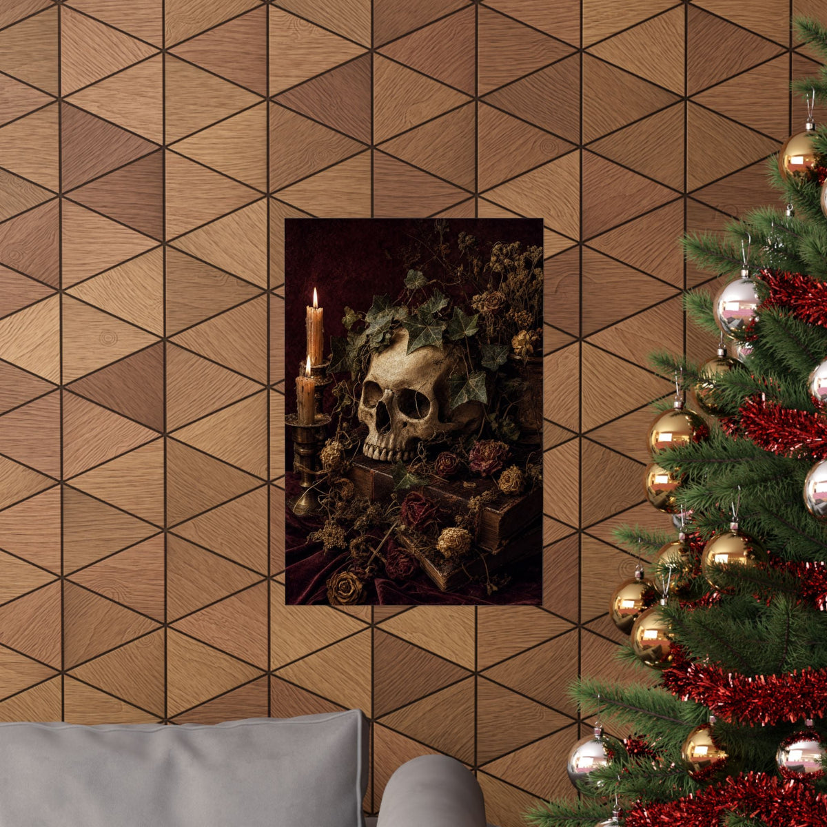 Skull With Crown Of Ivy - Dark Academia Art Print (Matte Poster) - Moikas