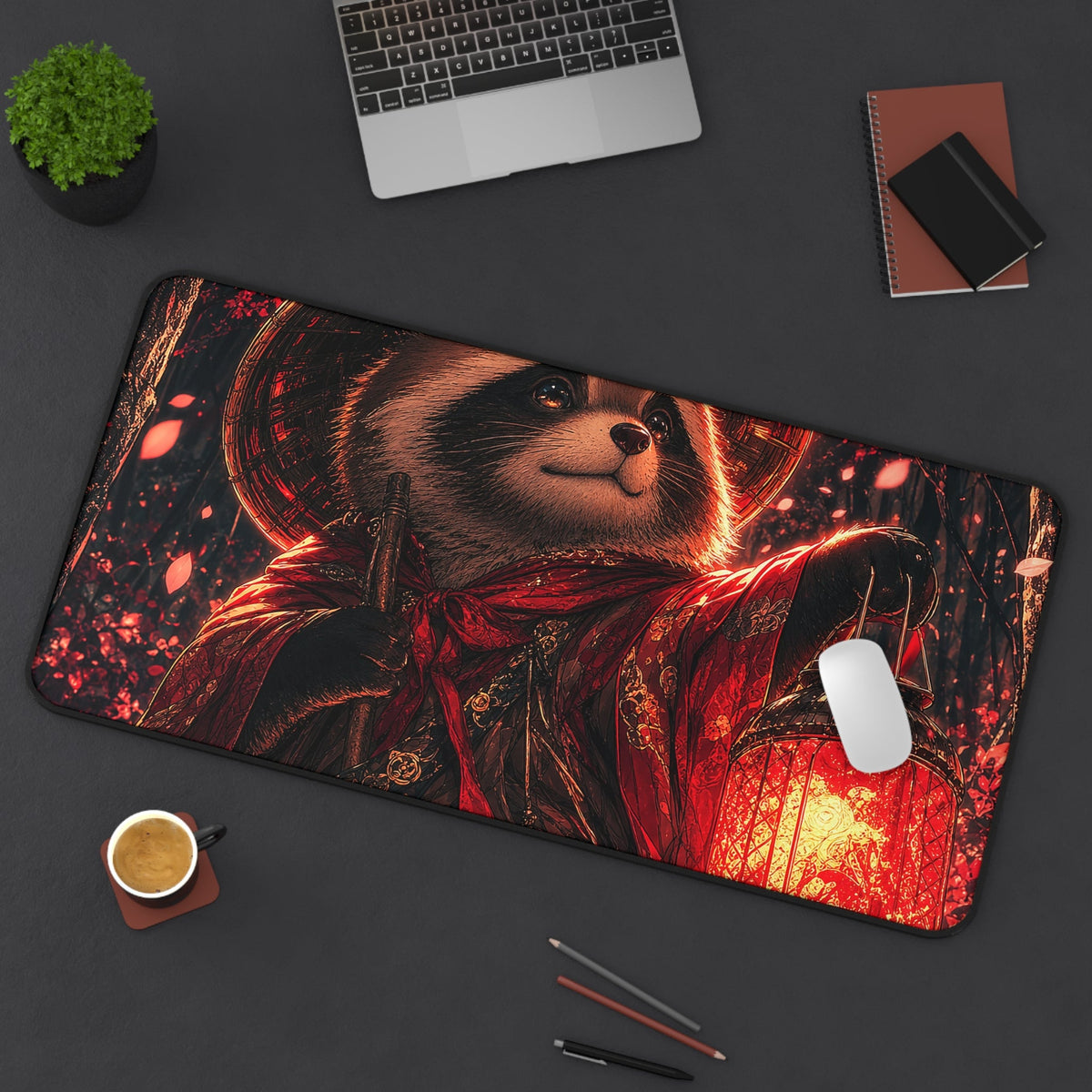 Tanuki In Forest - Anime Manga Gaming Desk Mat - Moikas