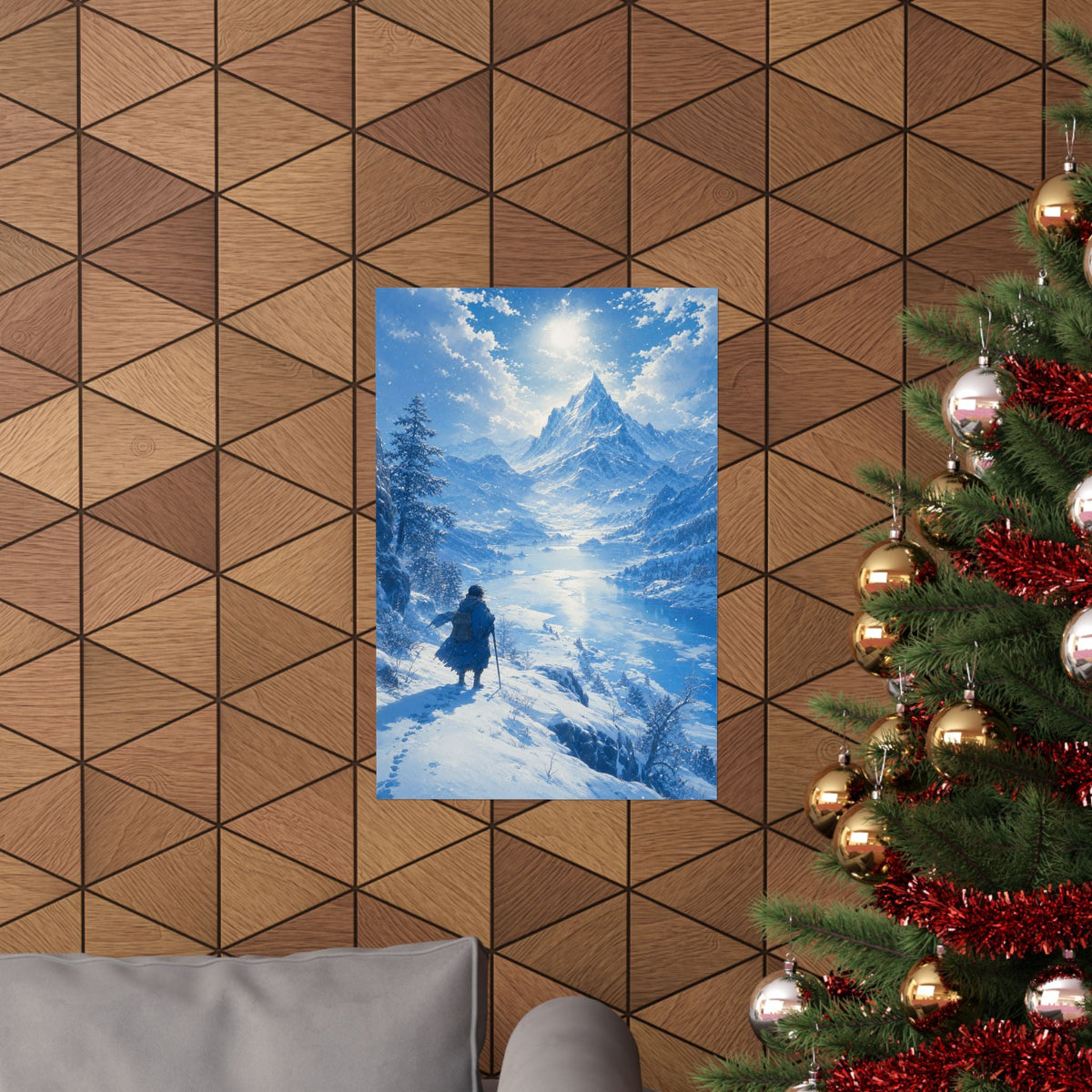 Winter Landscape With Lone Traveler - Anime Manga Art Print (Matte Poster) - Moikas