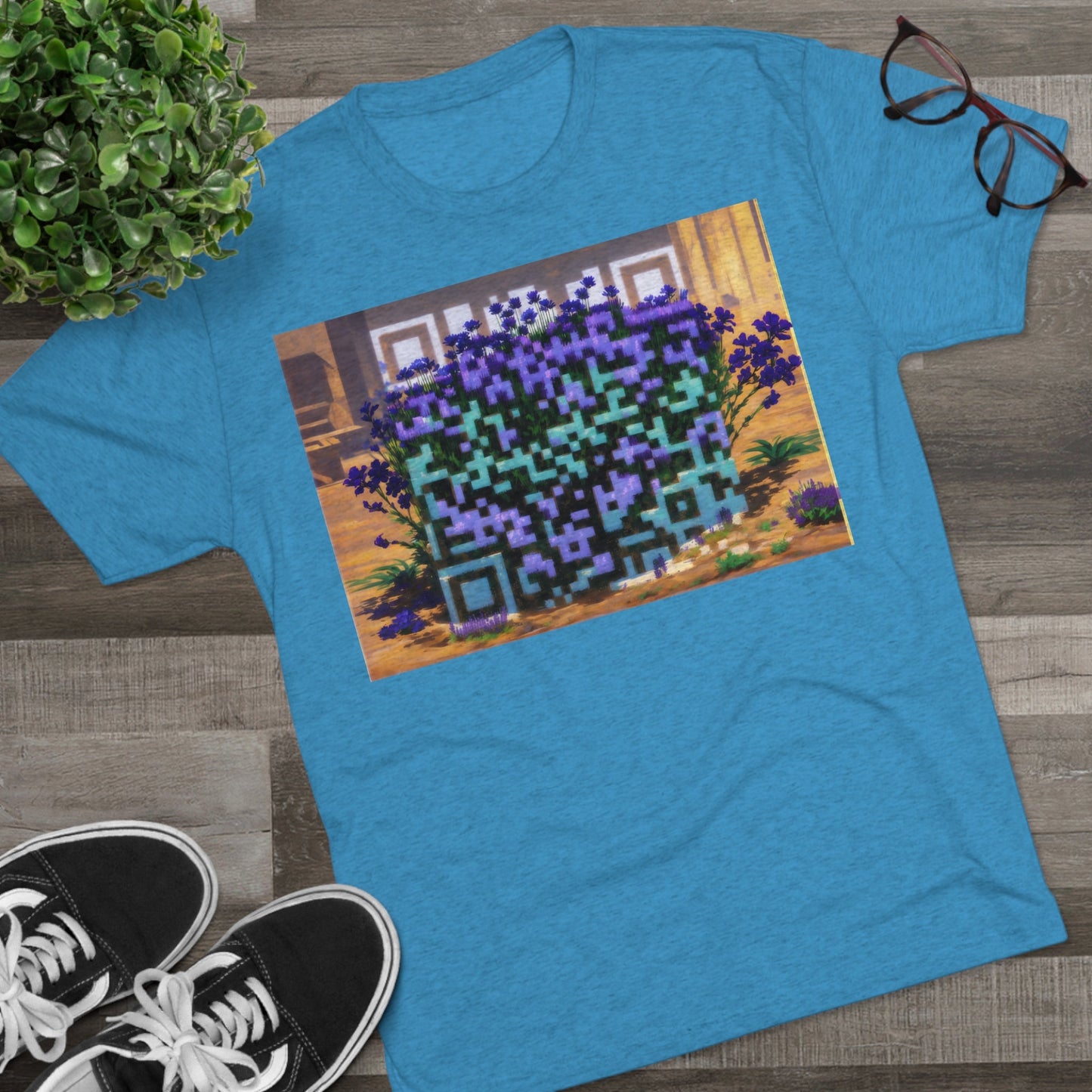 T-Shirt | Retro Anime Flower T-Shirt | Japanese Aesthetic Vintage Clothing | Kawaii Anime Shirts | Premium Unisex Tri-Blend Crew Tee | Moika's Lookout | Ai QR Code Art - Moikas