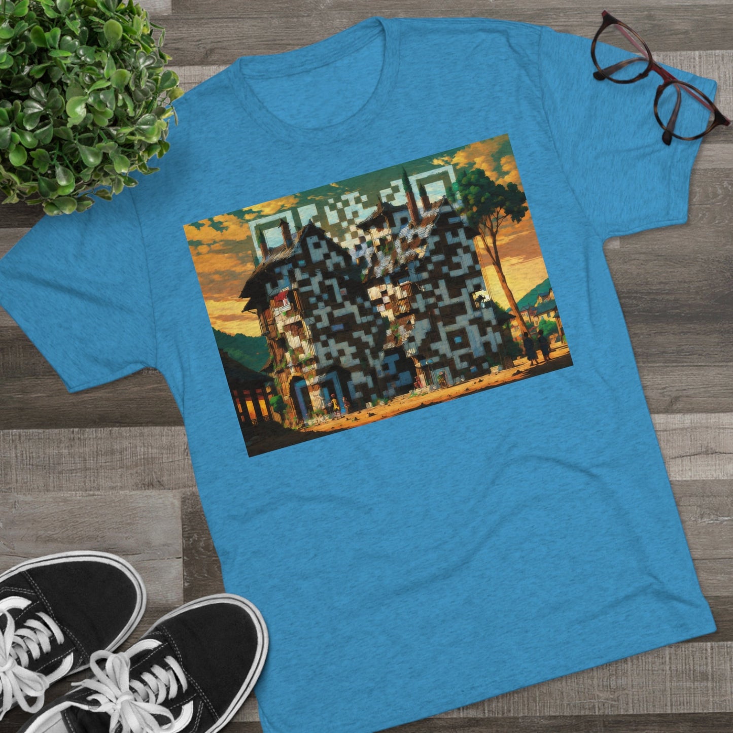 T-Shirt | Retro Anime T-Shirt | Japanese Aesthetic Vintage Clothing | Kawaii Anime Shirts | Premium Unisex Tri-Blend Crew Tee | Moika's Lookout | Ai QR Code Art - Moikas