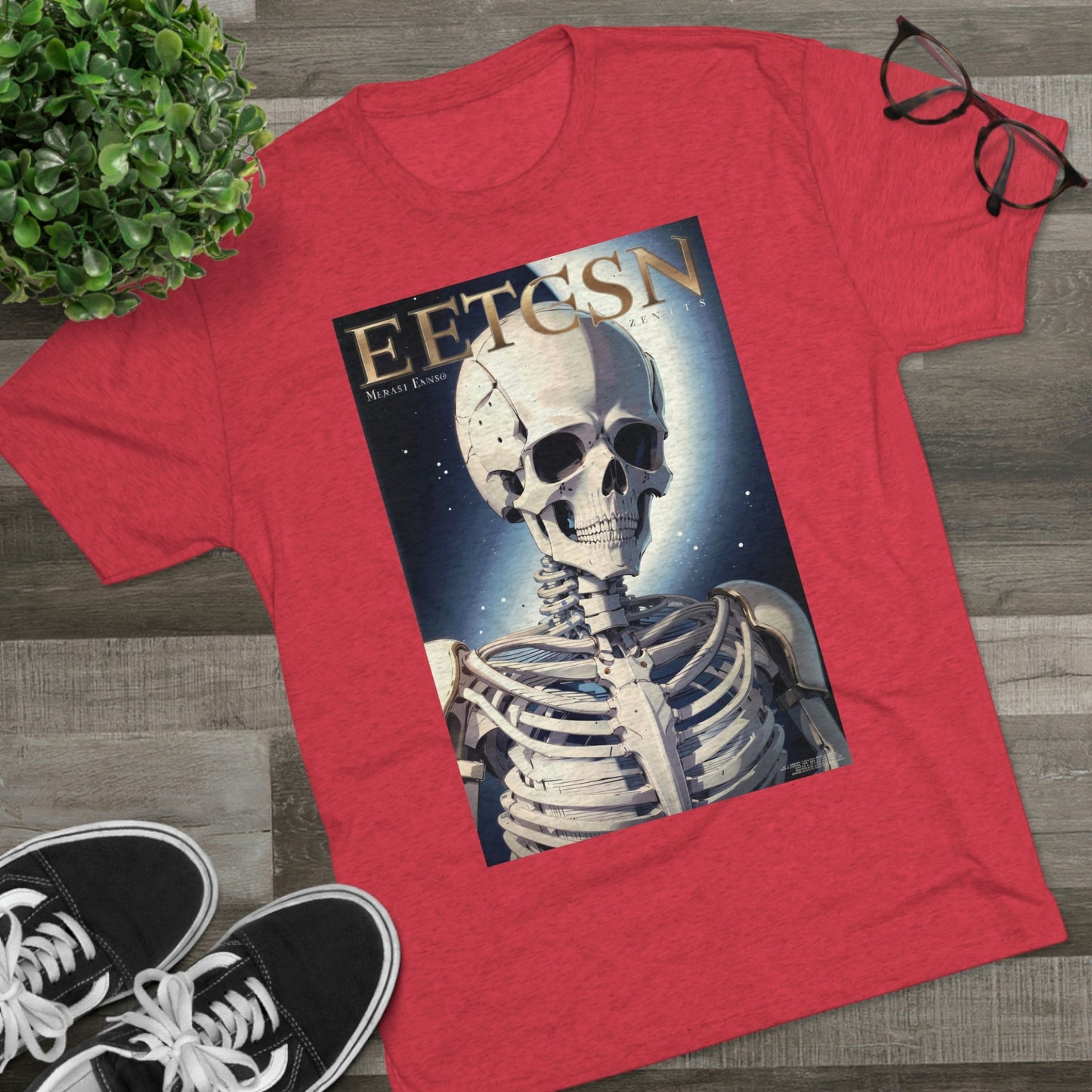 T-Shirt | Skull Shirt | Fake-Magazine Shirt | Skeleton Shirt | Premium Unisex Tri-Blend Crew Tee | Moika's Lookout - Moikas