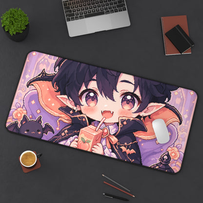 Chibi Vampire With Juice Box - Kawaii Gaming Gaming Desk Mat