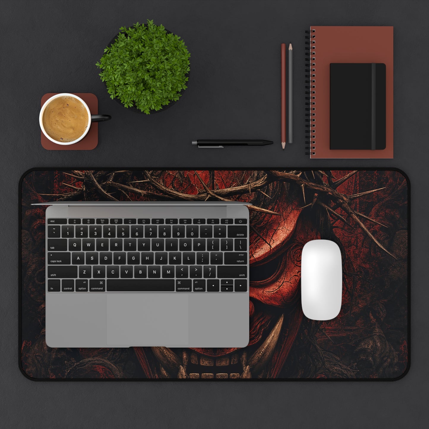 Oni Mask With Crown Of Thorns - Sudoni Brand Gaming Desk Mat