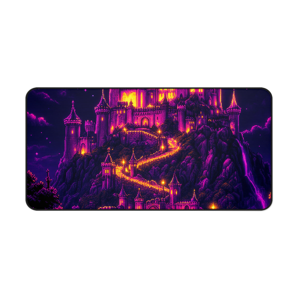 Pixel Art Castle On Hill - Gaming Culture Gaming Desk Mat