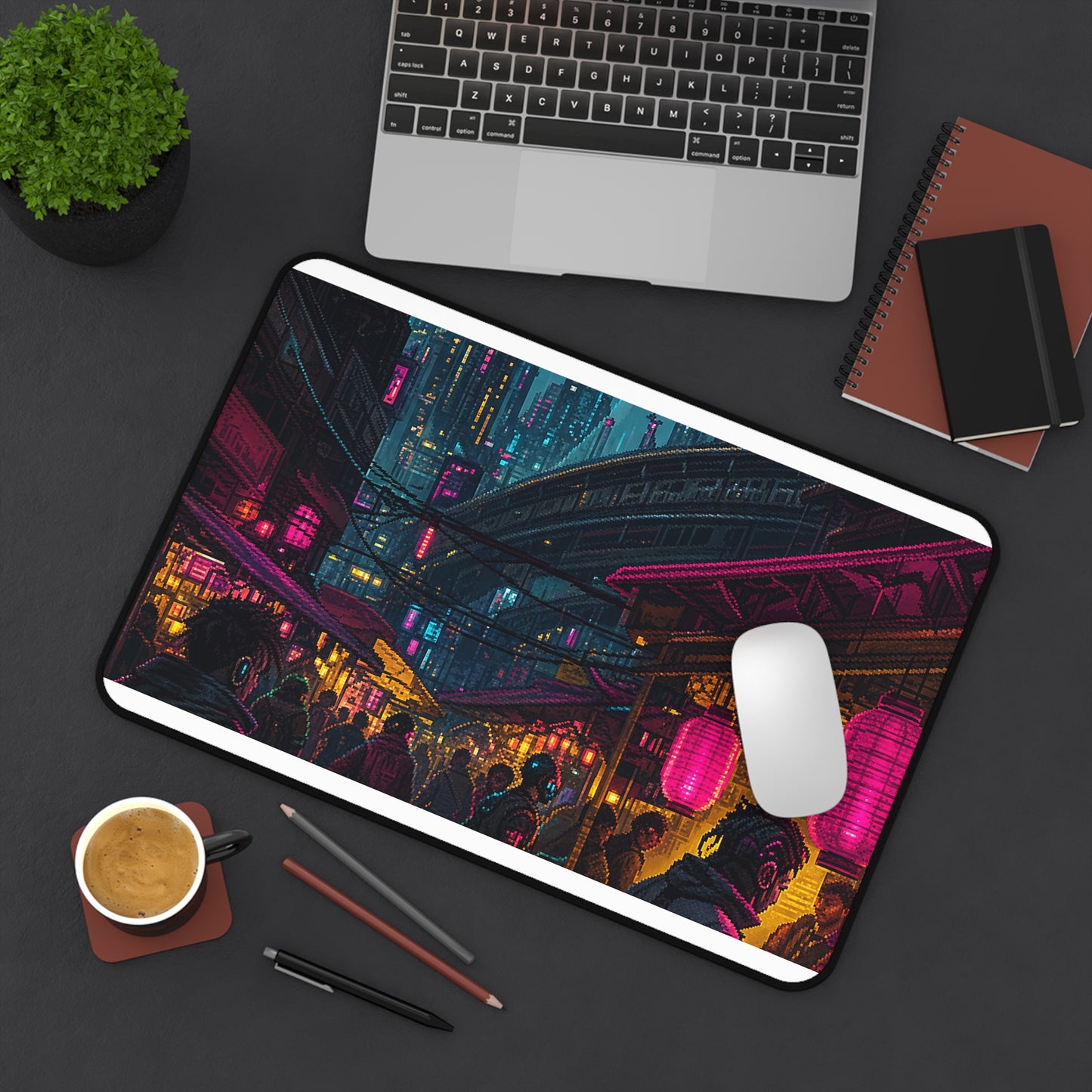 Cyberpunk Street Market - Gaming Culture Gaming Desk Mat