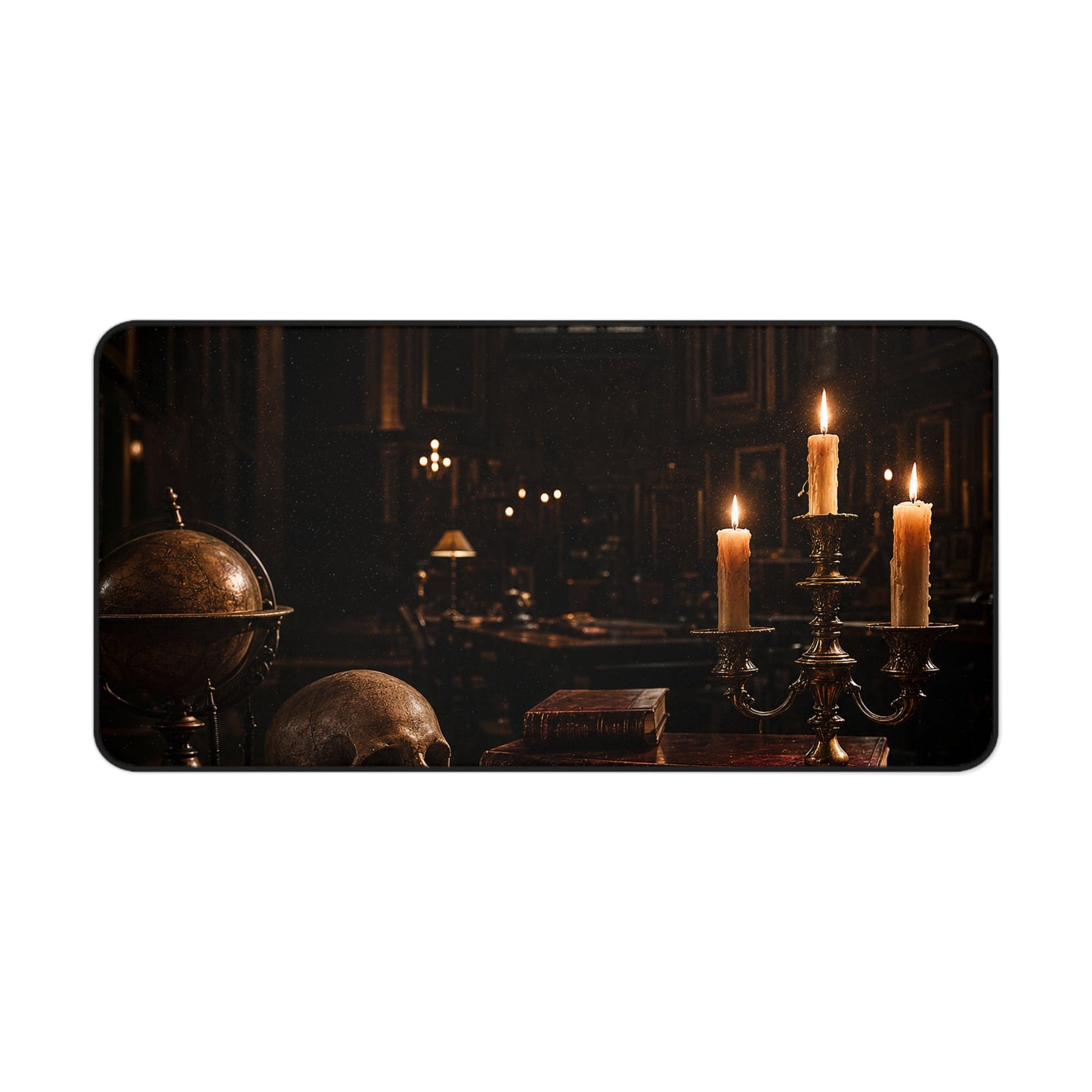 Dark University Hall At Midnight - Dark Academia Gaming Desk Mat
