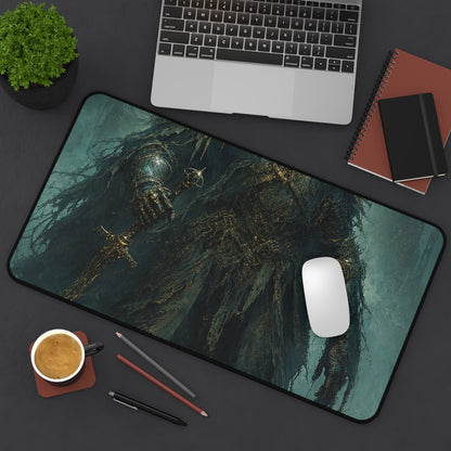 Corrupted Paladin In Decayed Armor - Dark Fantasy Gaming Desk Mat