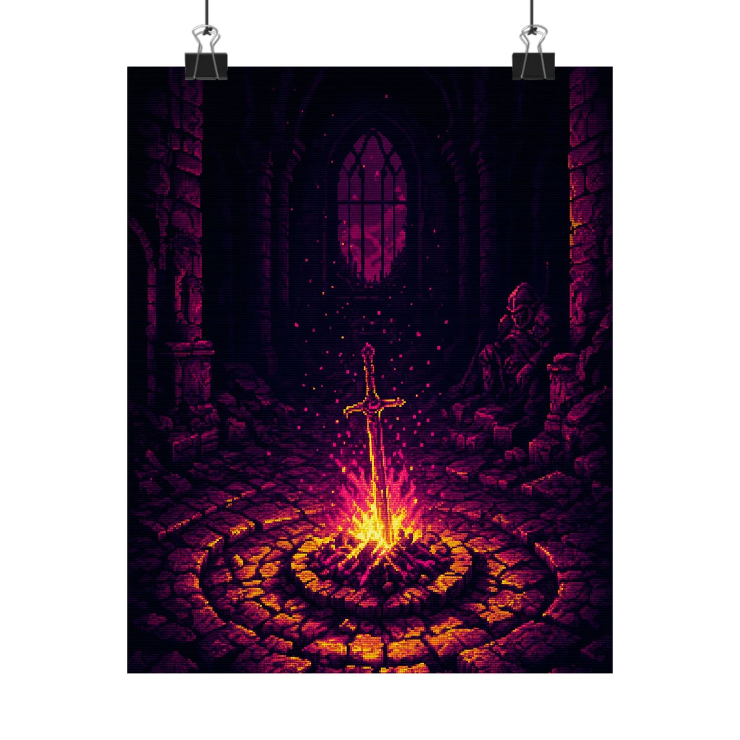 Soulsborne Bonfire In Dark Room - Gaming Culture Art Print (Matte Poster)