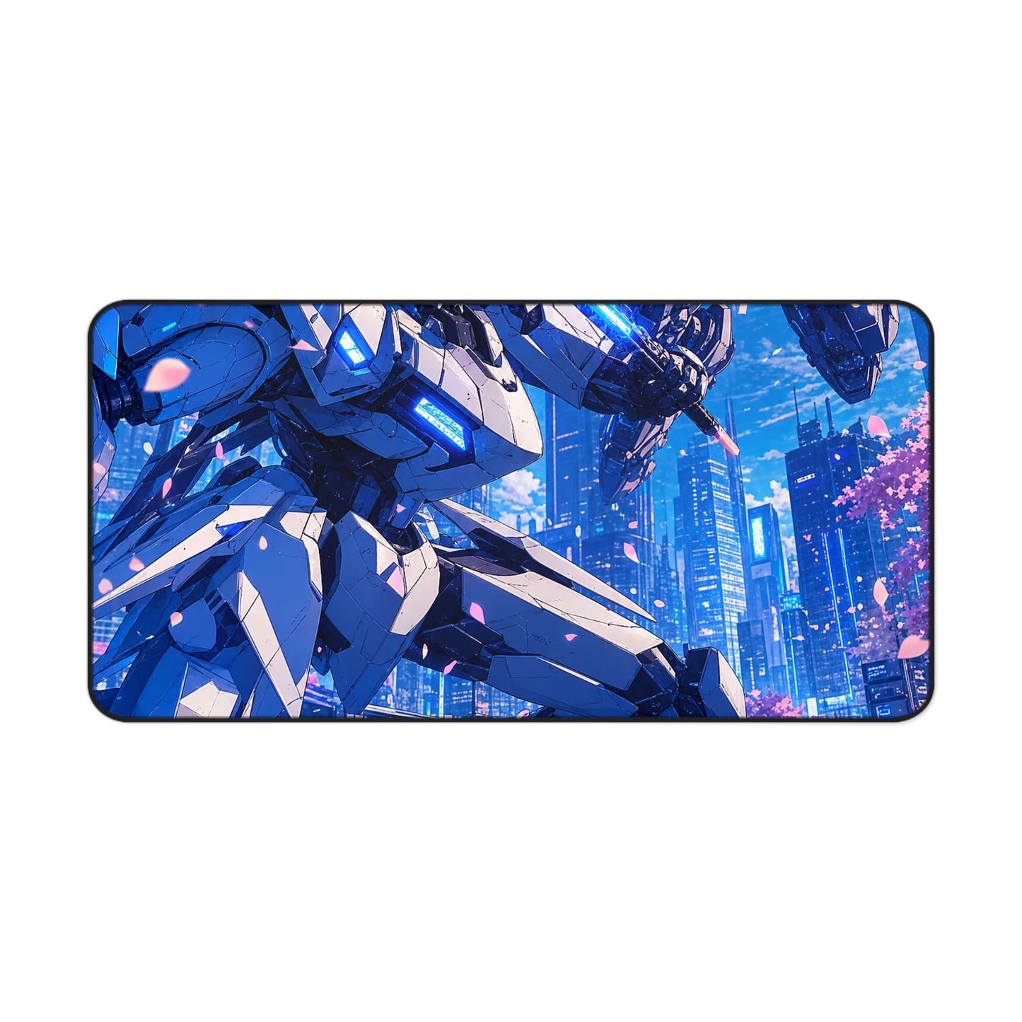 Battle Between Mechs In City - Anime Manga Gaming Desk Mat