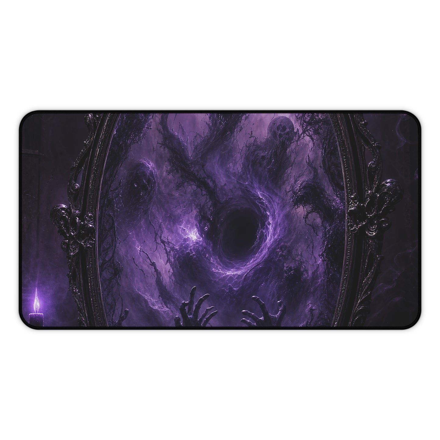 Cursed Mirror Reflecting Horrors - Dark Fantasy Gaming Desk Mat