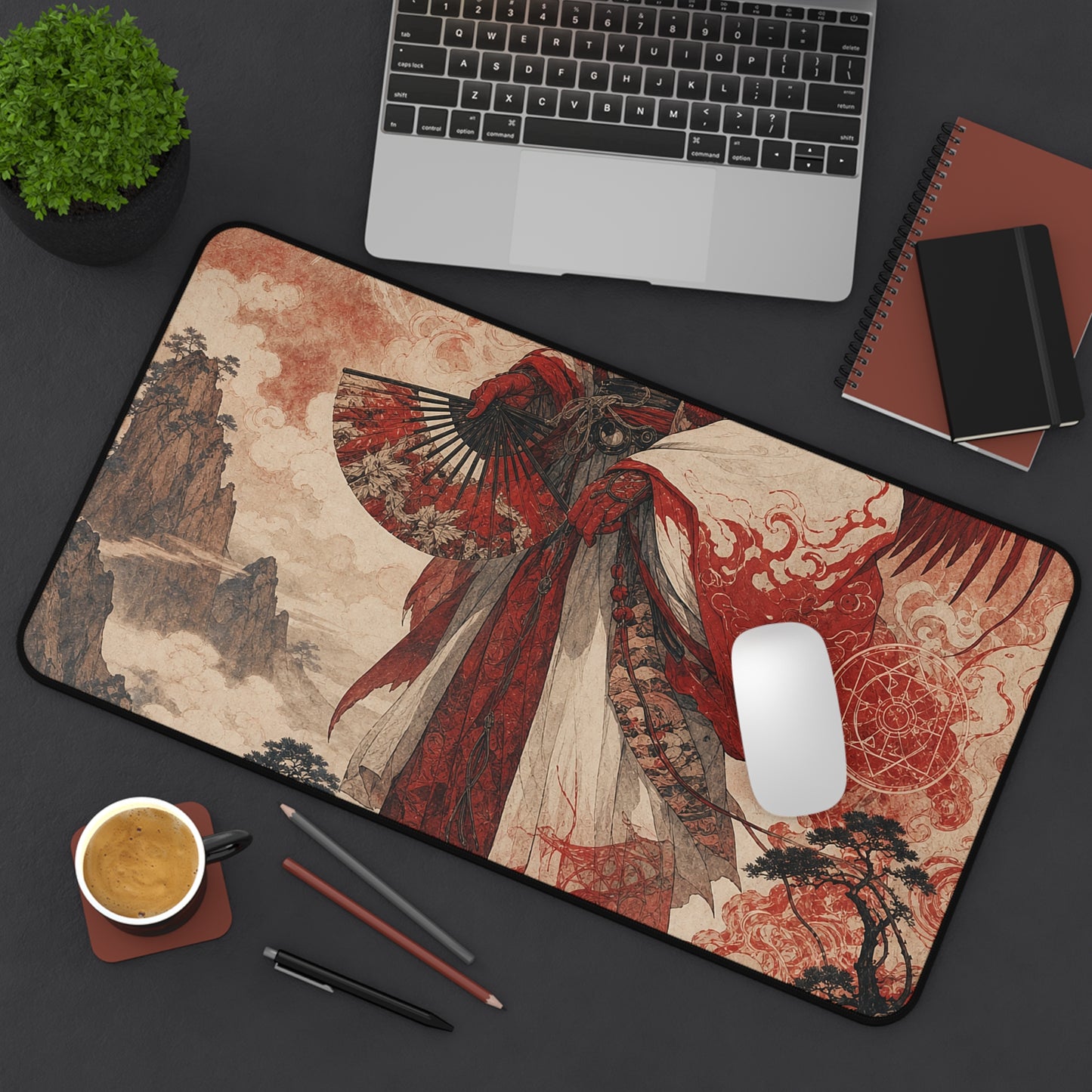 Tengu With Fon Mountain - Japanese Mythology Gaming Desk Mat