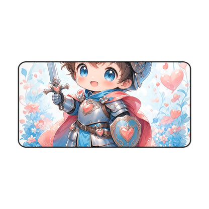 Cute Chibi Knight With Tiny Sword - Kawaii Gaming Gaming Desk Mat