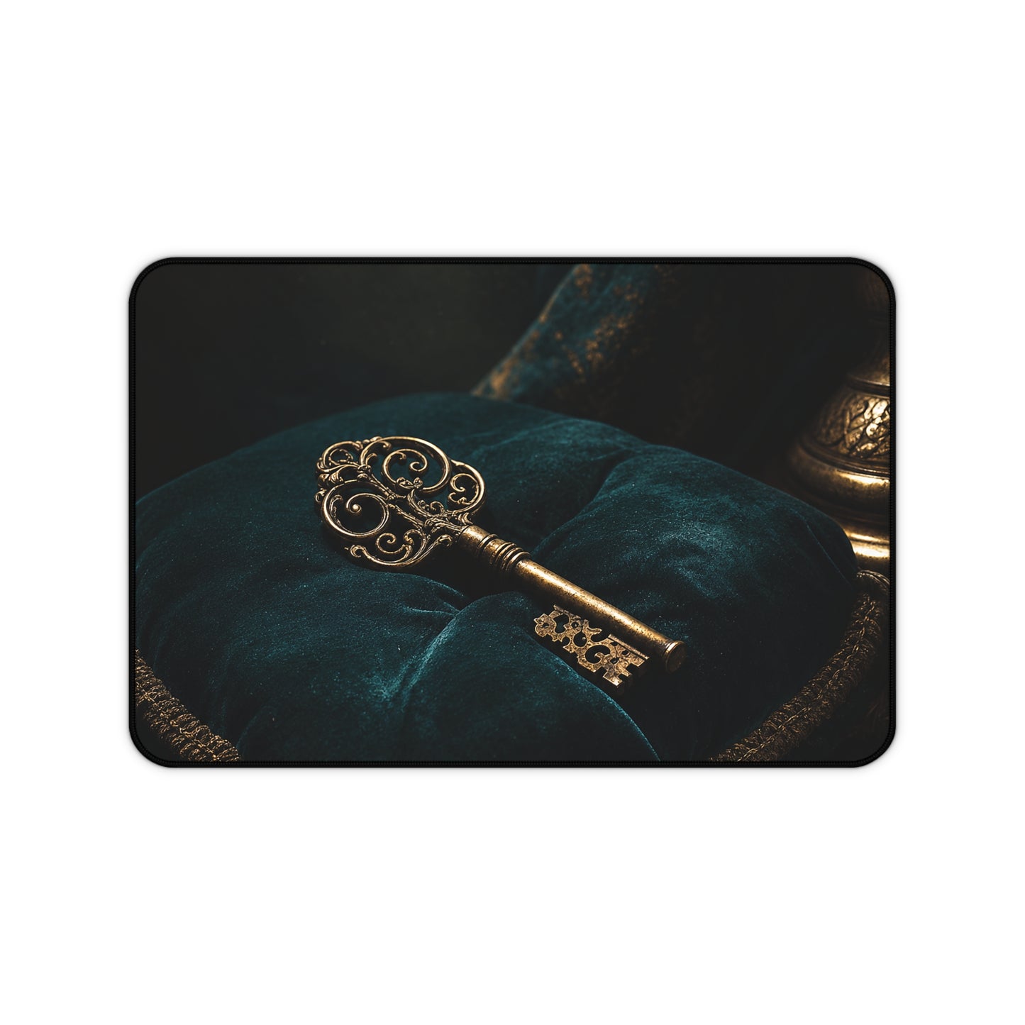 Antique Key On Velvet Cushion - Dark Academia Gaming Desk Mat