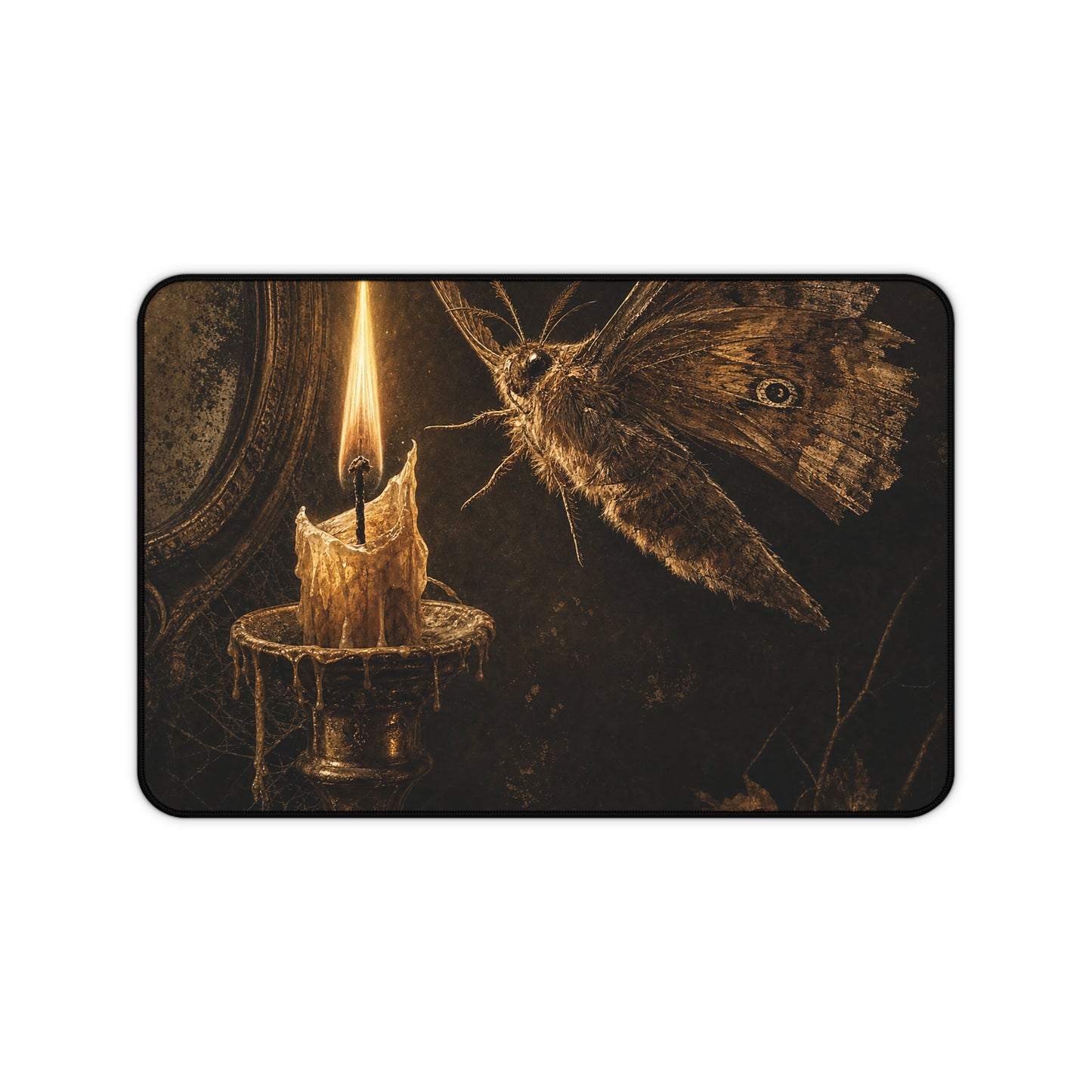Moth Drawn To Candle Flame - Dark Academia Gaming Desk Mat