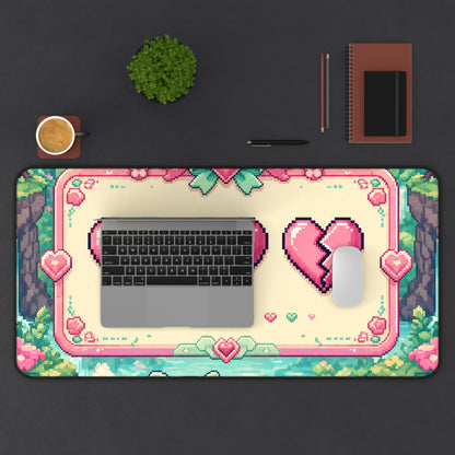 Cute Game Over Screen With Hearts - Kawaii Gaming Gaming Desk Mat