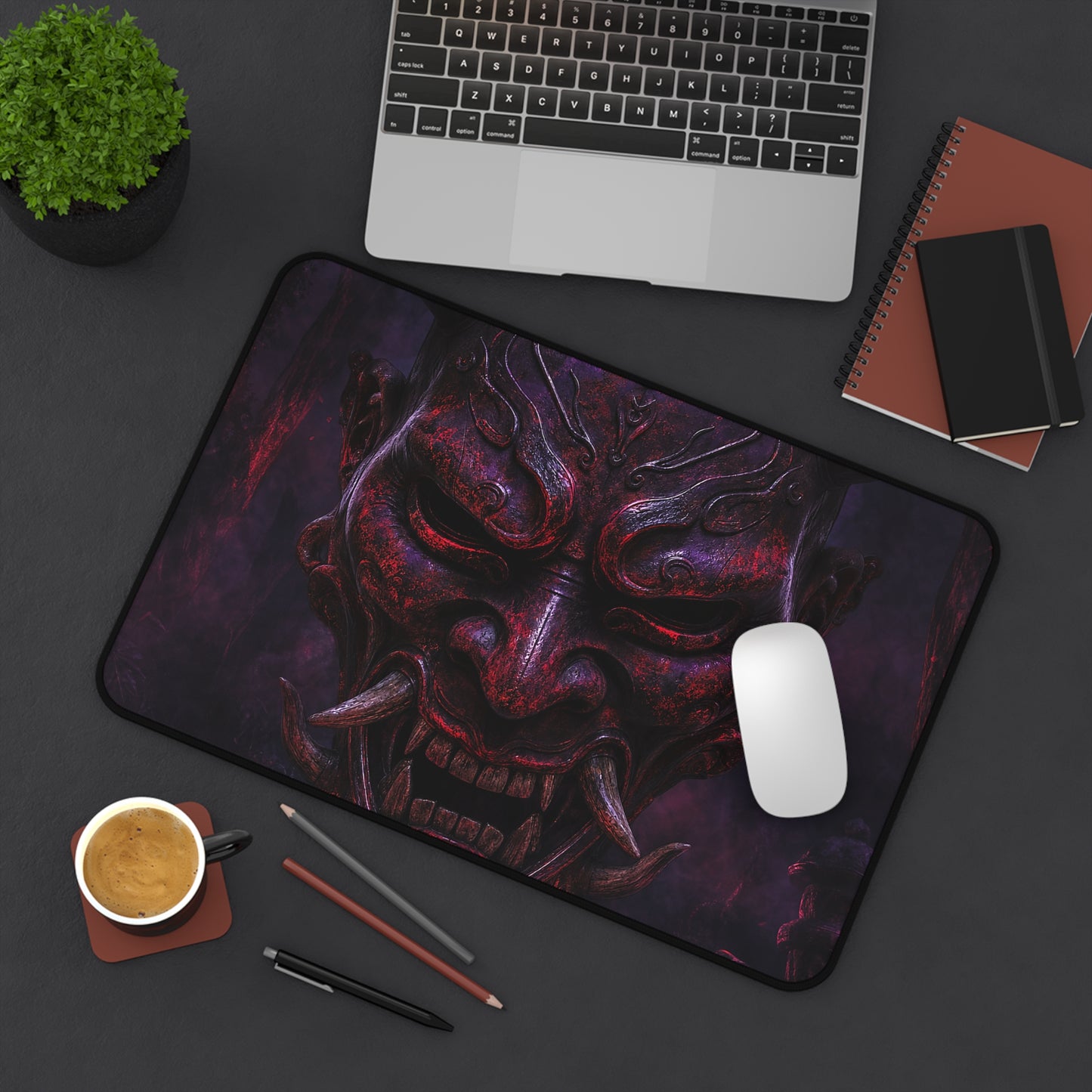 Oni Mask With Dark Forest Behind - Sudoni Brand Gaming Desk Mat