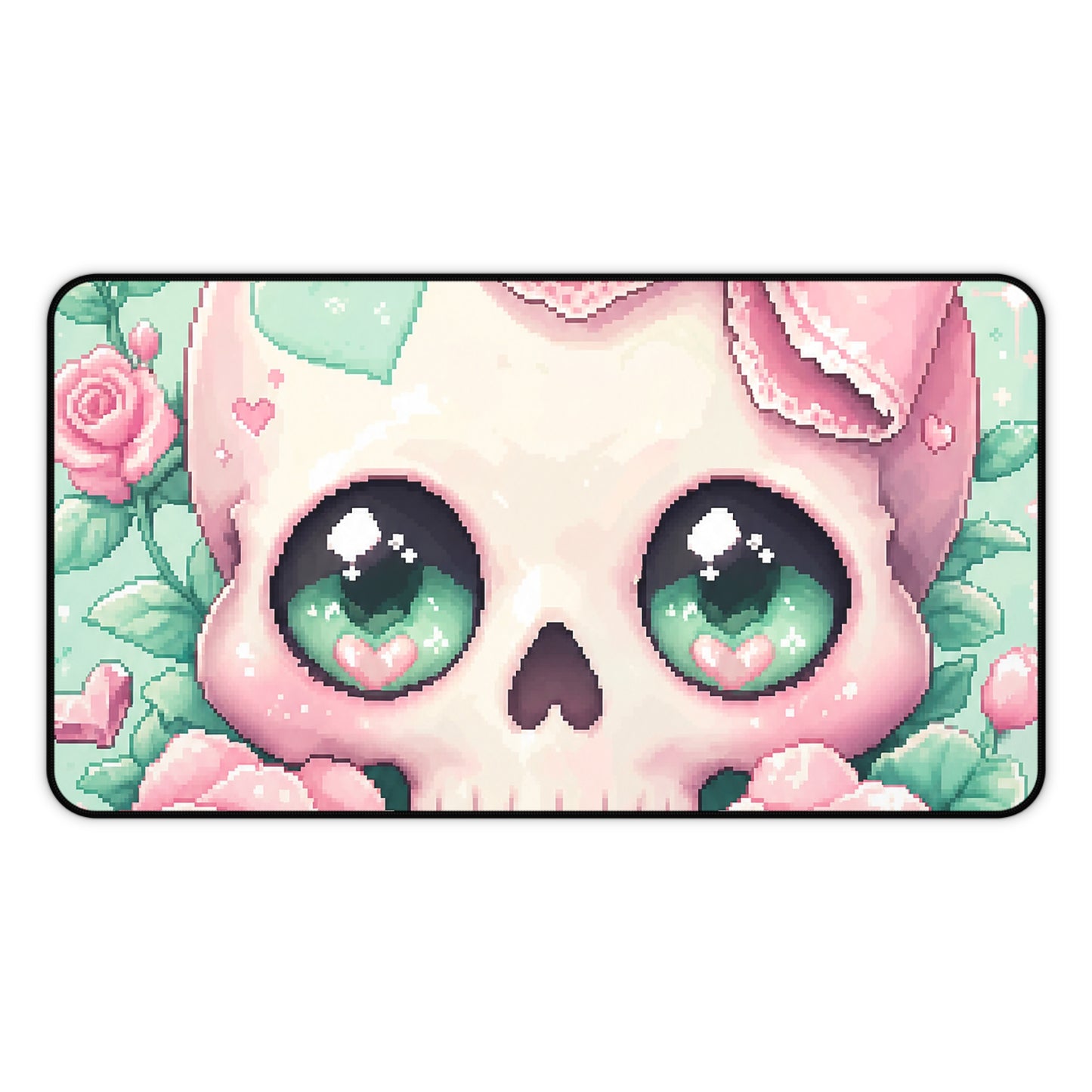 Kawaii Skull With Bow - Kawaii Gaming Gaming Desk Mat