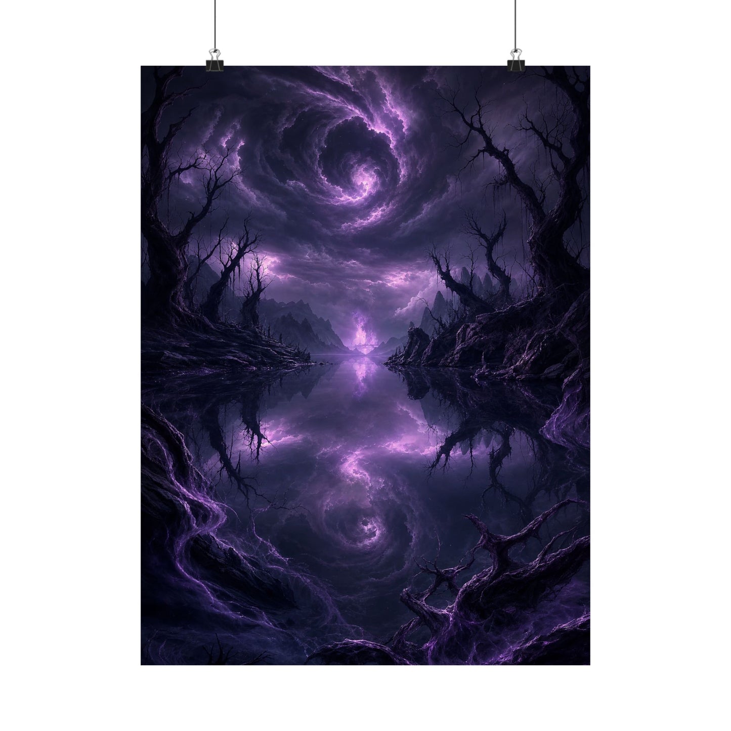 Cursed Mirror Lake - Dark Fantasy Art Print (Matte Poster)