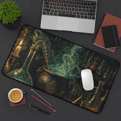 Alchemy Lab With Bubbling Potions - Dark Academia Gaming Desk Mat