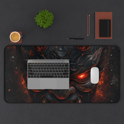 Oni Mask With Glowing Red Eyes - Sudoni Brand Gaming Desk Mat