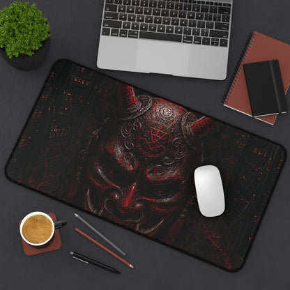 Oni Mask In Dark Server Room - Sudoni Brand Gaming Desk Mat