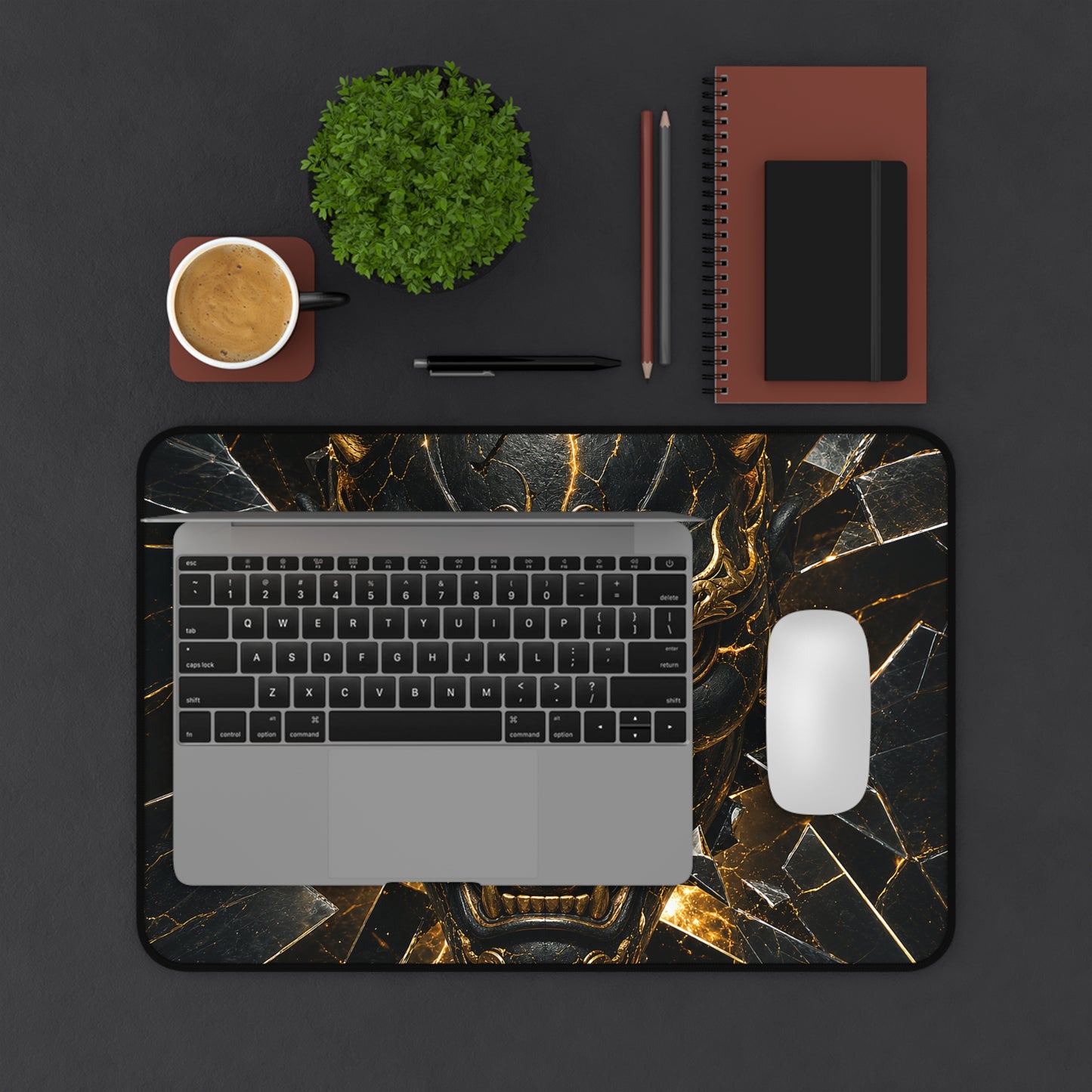 Oni Mask With Broken Glass - Sudoni Brand Gaming Desk Mat